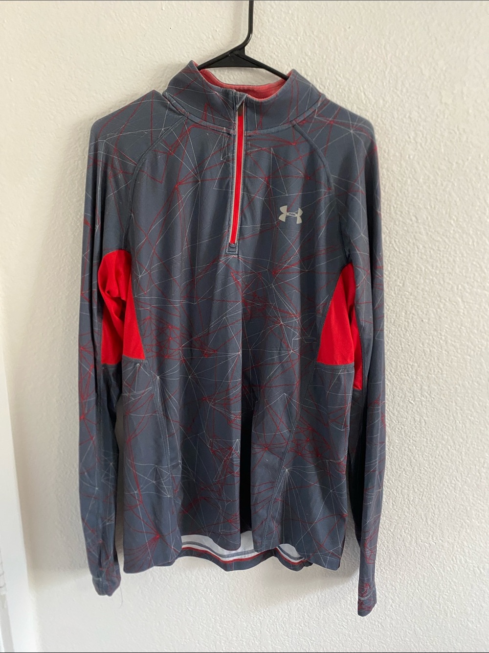 Under Armour Charcoal Gray with Red Accent Half-Zip Pullover